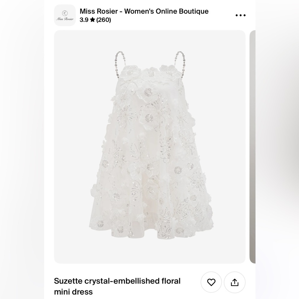 Miss Rosier Crystal-embellished floral mini dress; XS
